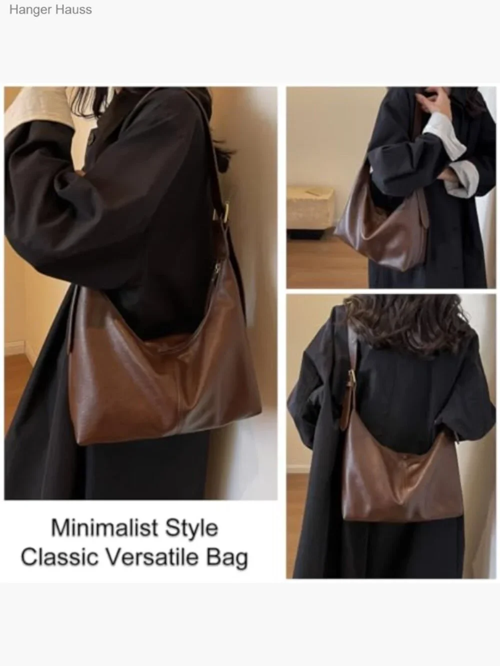 Vegan Leather Hobo Crossbody Shoulder Bag Slouchy Purse